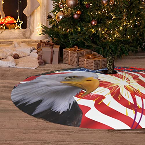 Ubouigr Bald Eagle American Flag Christmas Tree Skirt 36" (36 Inch) Thickened