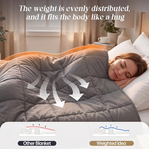 Weighted Blanket for Adults - 10 lbs Twin Size, Cooling Glass Beads, Machine Washable, Grey