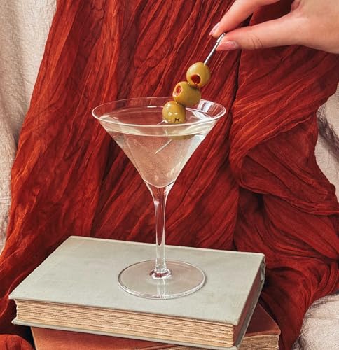 Lead-Free Crystal Martini Glasses, 7oz Handblown Cocktail Glassware - Set of 4