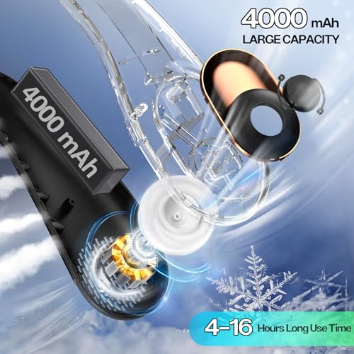 KIDEE Portable Bladeless Neck Fan, 4000mAh Rechargeable Hands-Free Wearable Fan