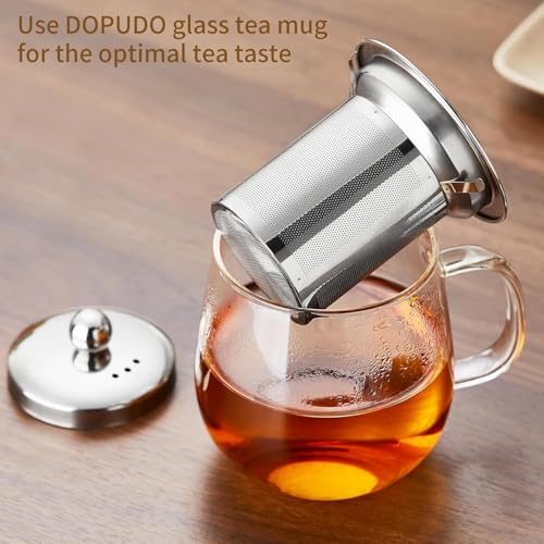DOPUDO 34oz Glass Tea Cup with Infuser & Lid - Large Borosilicate Mug for Loose Leaf & Blooming Tea