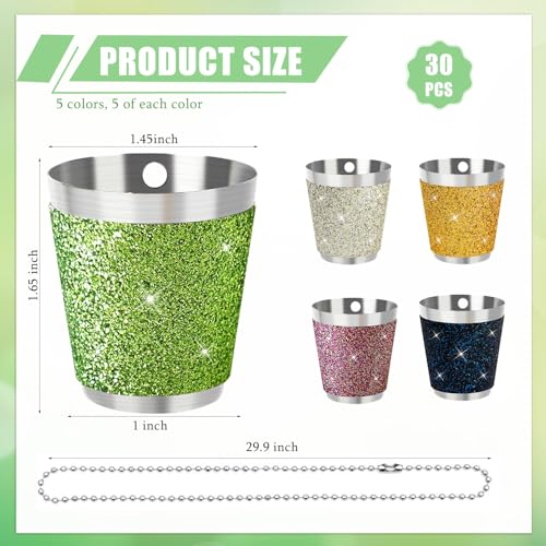 Sitroasho 30 Pcs Stainless Steel Shot Glass Necklaces 1 oz with Chains for Parties
