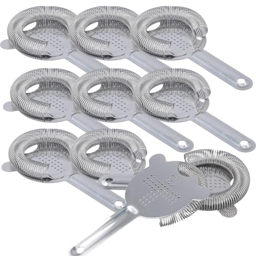 HEIHAK 10-Pack Stainless Steel Cocktail Strainers 3.9x6.5 Inch Professional Bar Tools