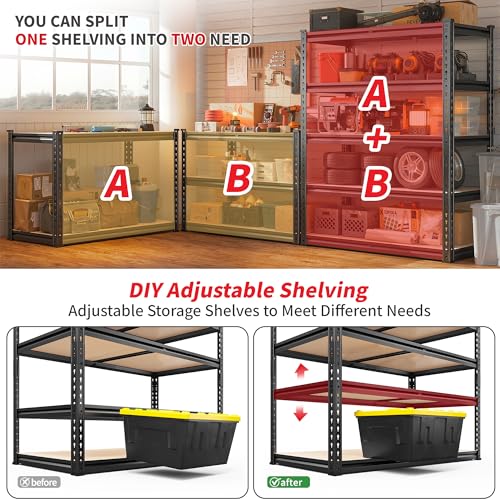 Heavy Duty Garage Shelving 2-Pack, 5-Tier Metal Storage Shelves 36"W