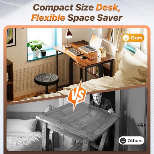 31.5-Inch Folding Computer Desk with Storage Shelf for Small Spaces