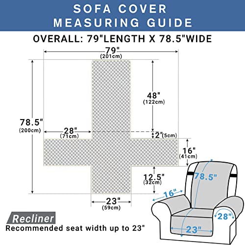 Water Resistant Recliner Cover with Pockets - Dark Gray