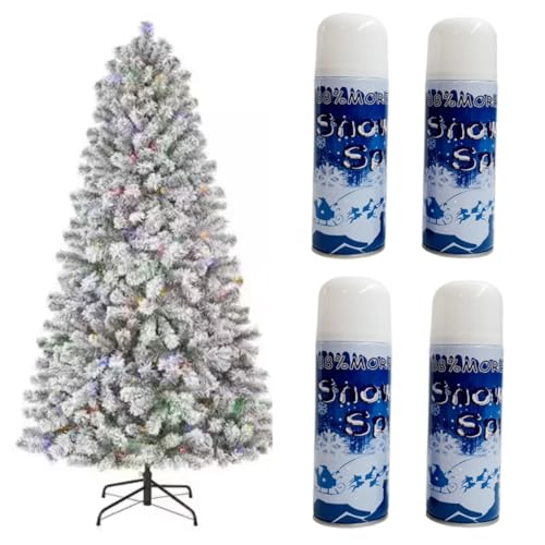Textured Artificial Snow Spray - 8oz Aerosol Cans for Holiday Decor (4 Pack)