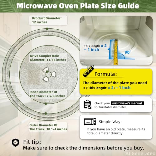 12 Inch Microwave Glass Plate Replacement - Heavy Duty Borosilicate Turntable Tray
