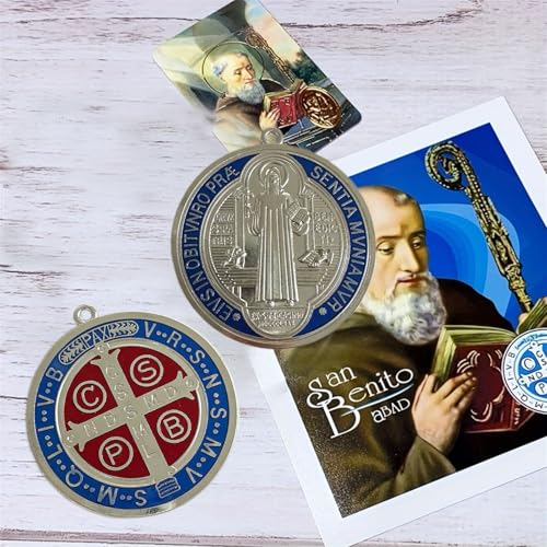 St. Benedict Cross Medal 3-Inch Vintage Brass Finish - 2 Pack