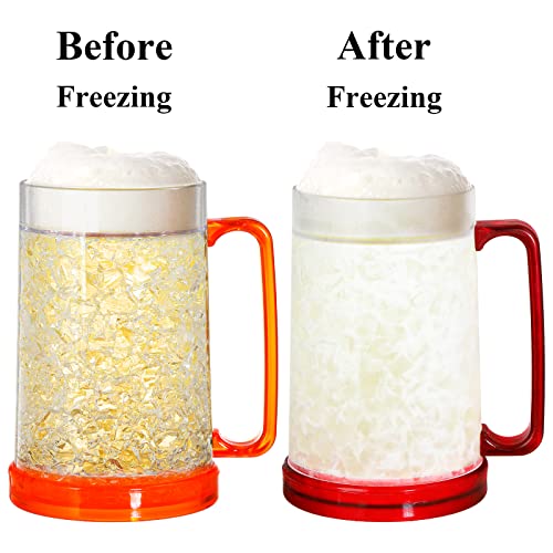16oz Double Wall Gel Freezer Beer Mugs - Set of 4 Frosty Acrylic Cups