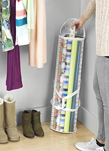Clear Gift Wrap Organizer Zippered Storage for 25 Rolls
