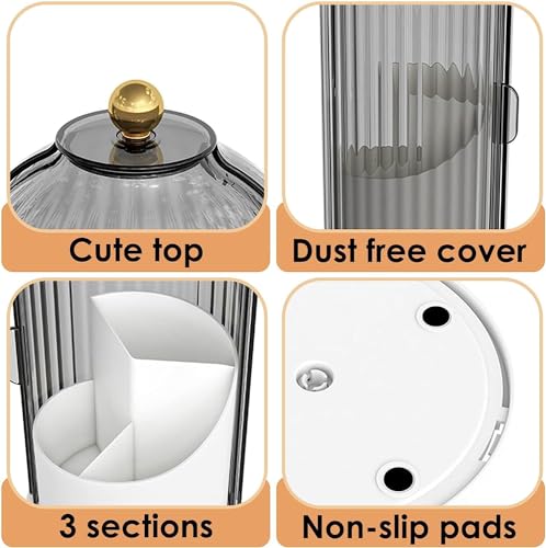 Rotating Toothbrush Holder with Dustproof Cover - 3 Slot Bathroom Organizer
