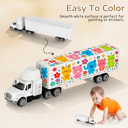 Diecast Semi Truck Toy Model with Detachable Container - 7.5-inch Retro Decor