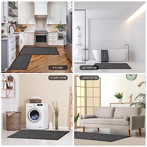 2-Piece Washable Kitchen Rug Set, Non-Slip Absorbent Runner Floor Mats