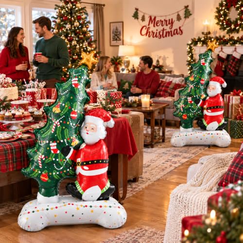 CGIYYAR 2 Pack Christmas Santa Balloons 3.5FT Self-Standing Holiday Decor