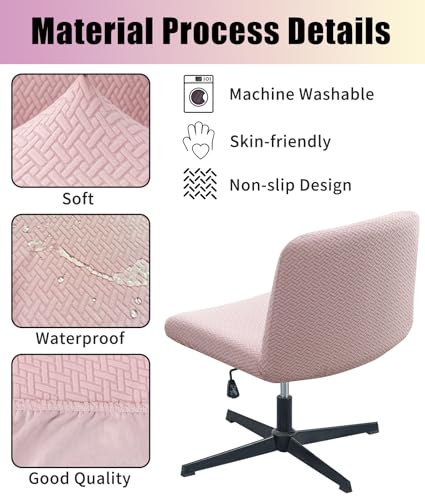 Waterproof Criss Cross Chair Cover - Elastic Jacquard Fabric, Armless Accent Slipcover, Washable, T-Pink