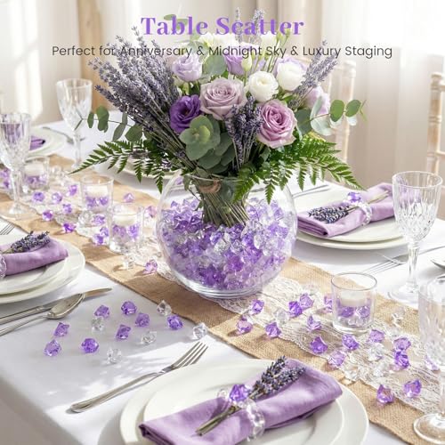 Assorted Purple Acrylic Ice Rocks - 150-Piece Vase Filler & Table Scatter
