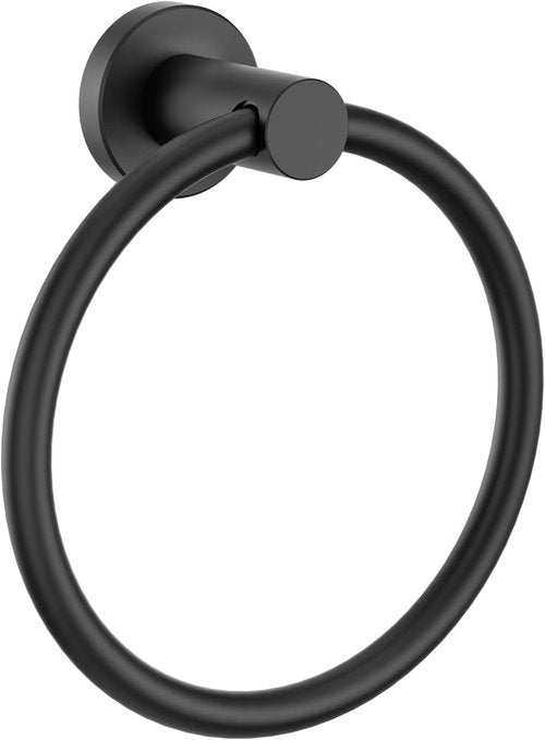 FORIOUS Towel Ring - Modern SUS304 Stainless Steel Hand Towel Holder | Matte Black, Wall Mounted for Bathroom & Kitchen