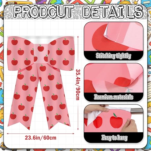 6-Piece School Classroom Window Curtains, Pencil & Apple Print, 36 x 24 In