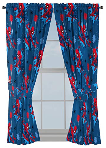 Kids Character Window Drapes 4-Piece Set with Tiebacks - 63 Inch, Blue