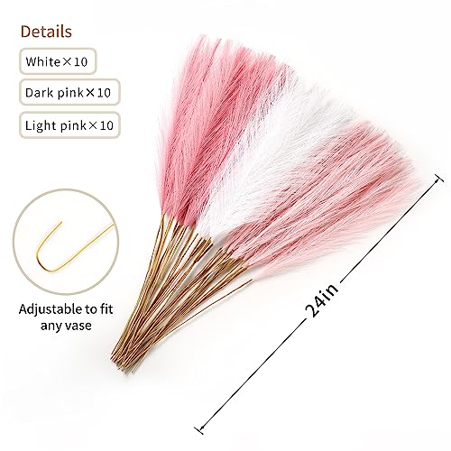 30pcs 24-Inch Artificial Faux Pampas Grass Set for Home Decor
