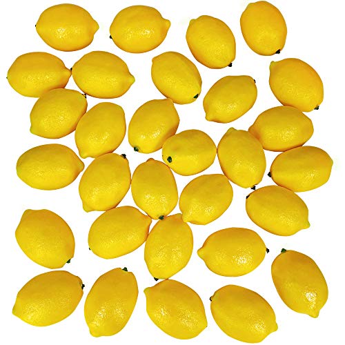 30 Pack Artificial Yellow Lemons - Realistic Faux Fruits for Decor