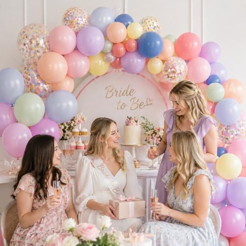 KAINSY Macaron Pastel Balloons 60pcs – 12in Latex Party Pack with Confetti