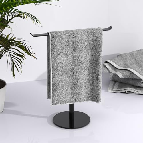 niffgaff Black T-Shaped Stainless Steel Countertop Hand Towel Stand