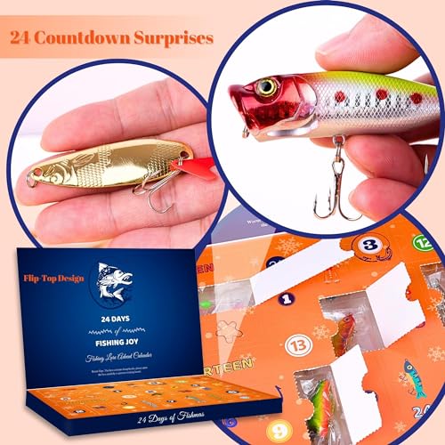 24-Day Fishing Lure Advent Calendar - Christmas Countdown Gift for Anglers