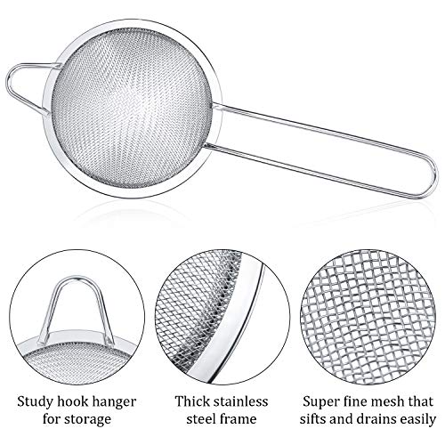 Patelai 3.3 Inch Fine Mesh Cocktail & Tea Strainer - 3 Pack