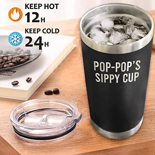 20oz Pop-Pop Sippy Cup Travel Tumbler - Laser Engraved stainless steel