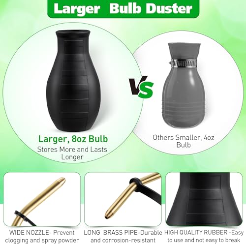 Diatomaceous Earth Powder Duster - 8 oz Garden Bulb Applicator with Brass Nozzle