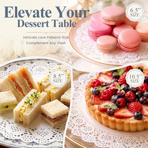 108-Piece Round Paper Doilies Set, Assorted Sizes 6.5, 8.5, and 10.5 Inch