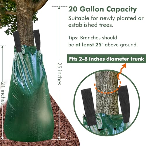 20-Gallon Slow Release Tree Watering Bag - Heavy-Duty PVC Drip Irrigation
