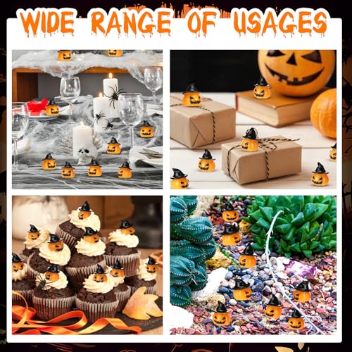 50 Pcs Halloween Mini Pumpkin Figurines - Tiny Resin Ghost Table Decor