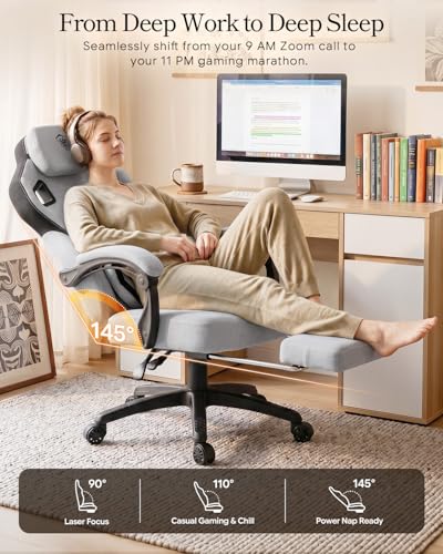 Big and Tall Ergonomic Gaming Chair with Footrest and Lumbar Support, Gray