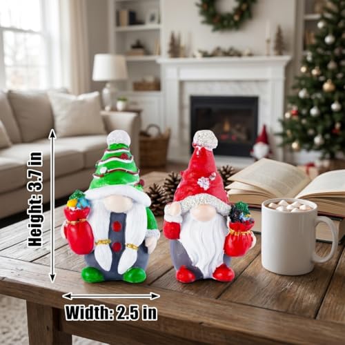 Winter Resin Gnomes Decor Set - Brizoria Green-Red Hat Figurines