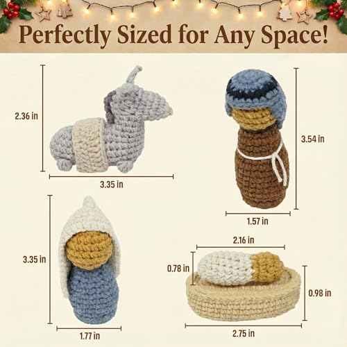 Crochet Nativity Scene Set - Handmade Soft Yarn Indoor Christmas Decor