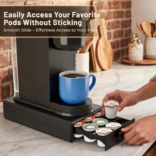 Coffee Pod Organizer Drawer - Holds 18 Pods, Under Machine Storage