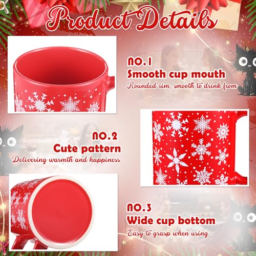 Sliner 2-Pack Red Christmas Snowflake Mugs - 11 oz Holiday Gift Set