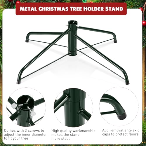Roowest Green 24 Inch Metal Christmas Tree Stand for Artificial Tree