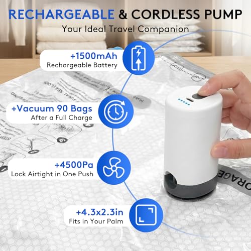 Travel Vacuum Seal Bags with Electric Pump 16-Piece Luggage Set