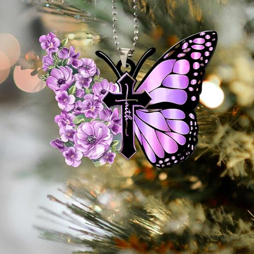 Purple Butterfly Car Hanging Ornament - Rearview Mirror Home Decor Keepsake