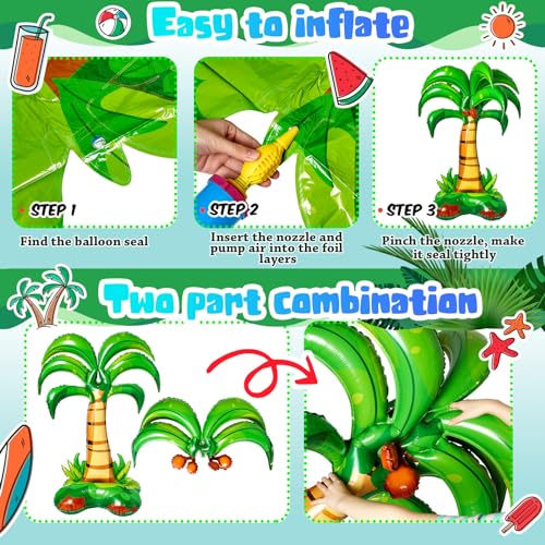 52-Inch Giant Inflatable Palm Trees (4 Pack) - Hawaiian Tropical Party Decor