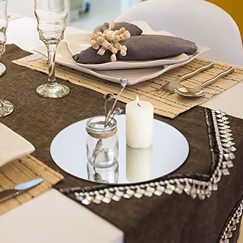 VASUHOME 12-Inch Round Glass Mirror Centerpiece for Wedding & Party Decor - Smooth Edges, Cushioned Feet