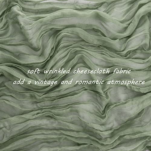 12 Pack Dusty Sage Green Cheesecloth Table Runners, 35x120 Inch Boho Gauze