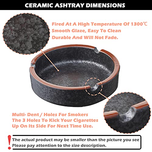 Ceramic Ashtray with Unique Lava Black Glaze - Medium Decorative Ash Tray