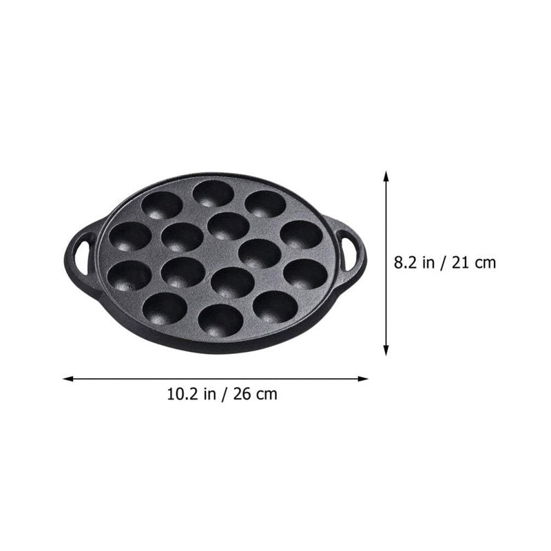 Cabilock Mini Cake Pans Cast Iron Snail Escargot Plate 15 Compartment Holes Black Pancake Mold