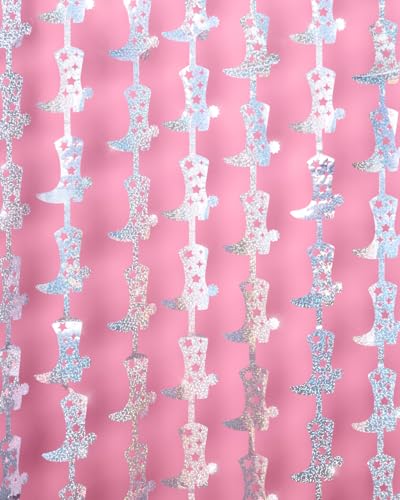 Iridescent Foil Cowgirl Boot Party Backdrop Curtains - 2 Pack