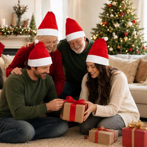 SORANGEUN 108pcs Santa Hats Bulk Red Christmas Caps for Holiday Decorations